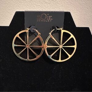 nOir Jewelry Gold Citrus Slice Hoop Earrings